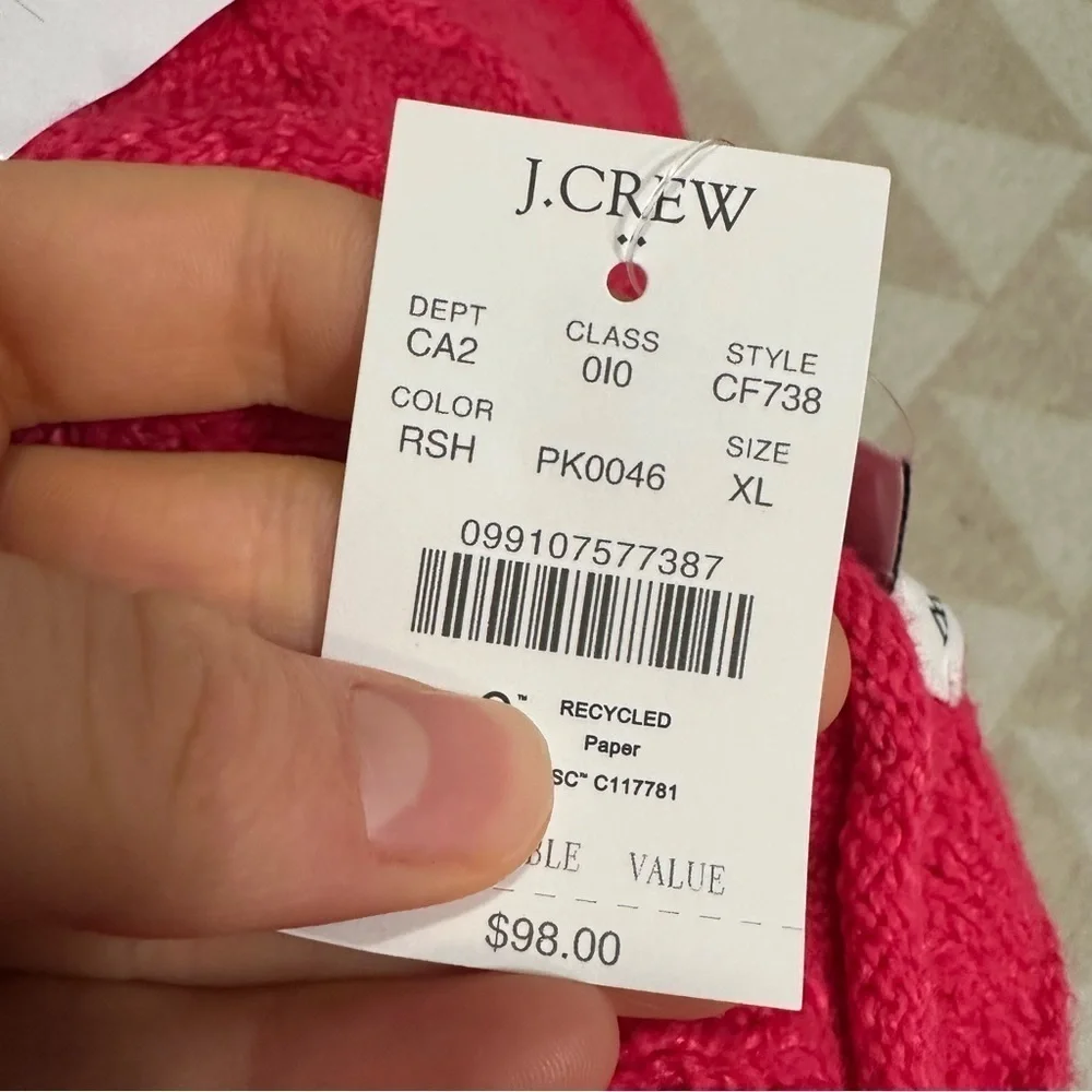 J crew raspberry sherbet Mockneck cable-knit sweater